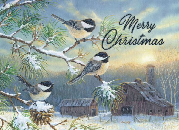 Cards Christmas Farmland Chickadees- Discontinued