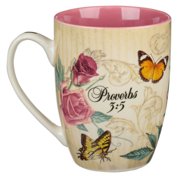 Trust In The Lord Blush Pink Floral Ceramic Mug - Image 2