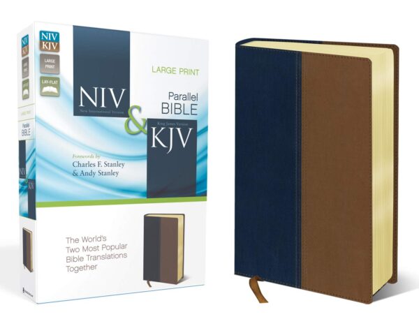 NIV & KJV Side-By-Side Bible/Large Print-Navy/Tan Duo-Tone - Image 2
