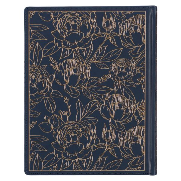 KJV Study Bible, Navy Blue Floral Faux Leather - Note-taking Bible - Image 2