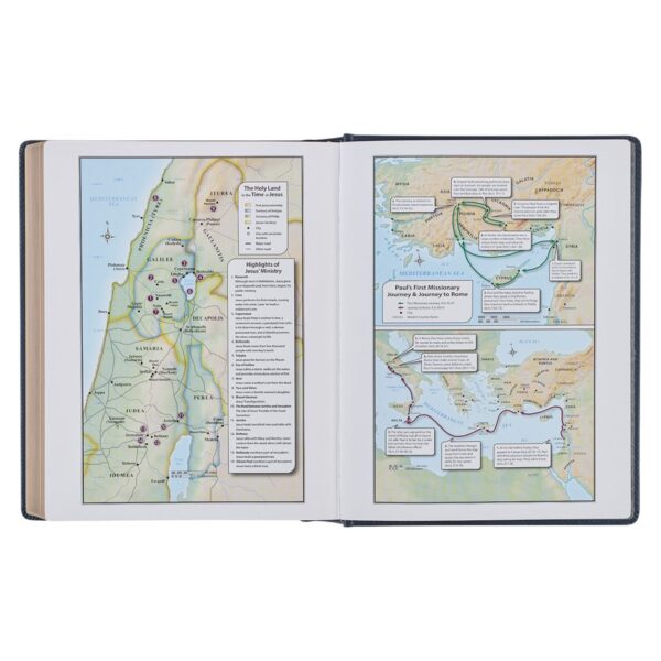 KJV Study Bible, Navy Blue Floral Faux Leather - Note-taking Bible - Image 5