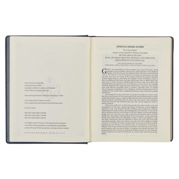 KJV Study Bible, Navy Blue Floral Faux Leather - Note-taking Bible - Image 6
