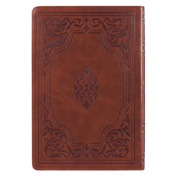 KJV Antiqued Brown Faux Leather Large Print Thinline - Thumb Index - Image 2