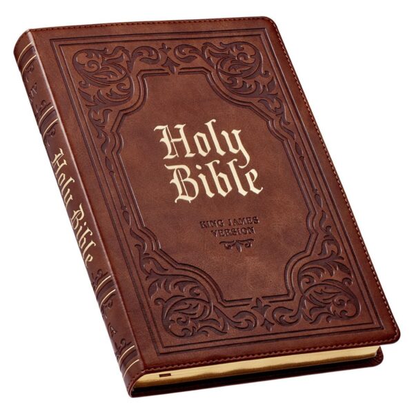 KJV Antiqued Brown Faux Leather Large Print Thinline - Thumb Index - Image 3