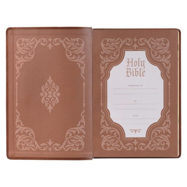 KJV Antiqued Brown Faux Leather Large Print Thinline - Thumb Index - Image 4