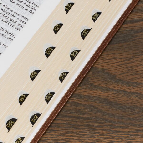 KJV Antiqued Brown Faux Leather Large Print Thinline - Thumb Index - Image 5