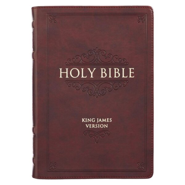 KJV Burgundy Faux Leather Large Print Thinline - Thumb Index