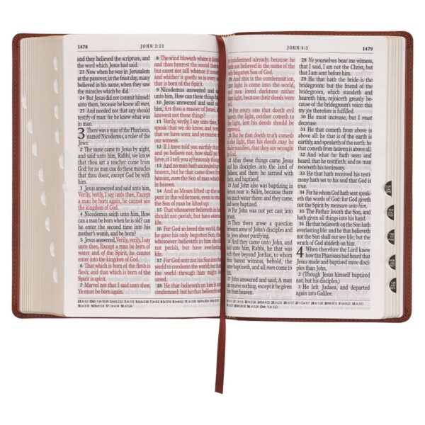 KJV Saddle Tan Faux Leather Giant Print Standard-size - Thumb Index - Image 7