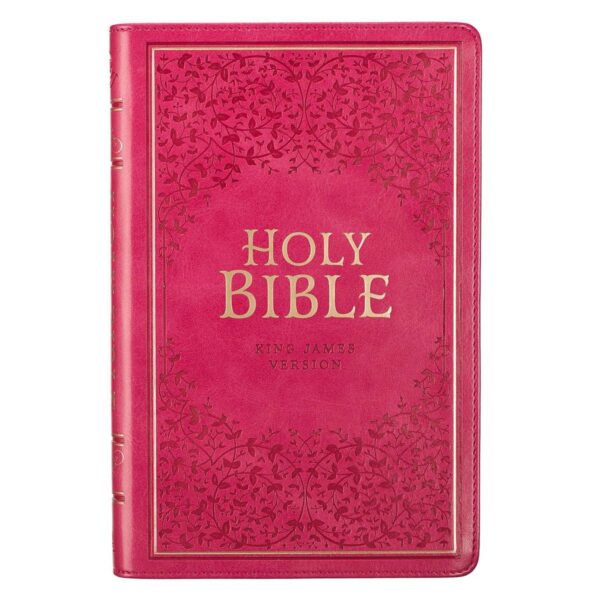 KJV Pink Faux Leather Deluxe Gift Bible - Thumb Index