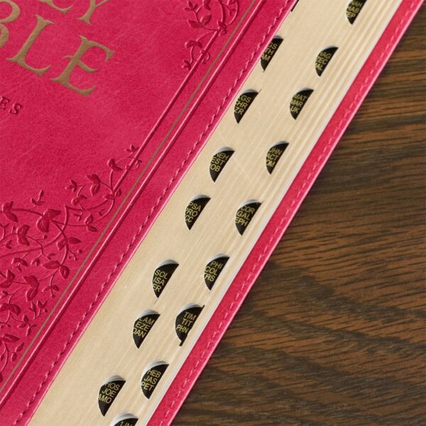 KJV Pink Faux Leather Deluxe Gift Bible - Thumb Index - Image 5