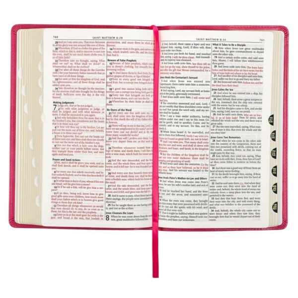 KJV Pink Faux Leather Deluxe Gift Bible - Thumb Index - Image 7