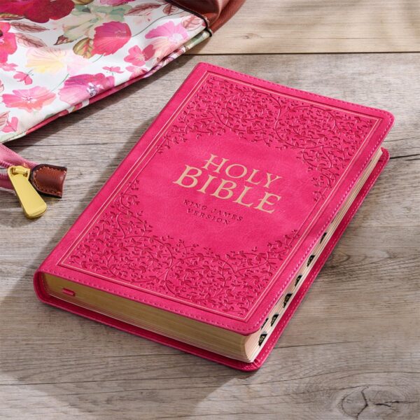KJV Pink Faux Leather Deluxe Gift Bible - Thumb Index - Image 10
