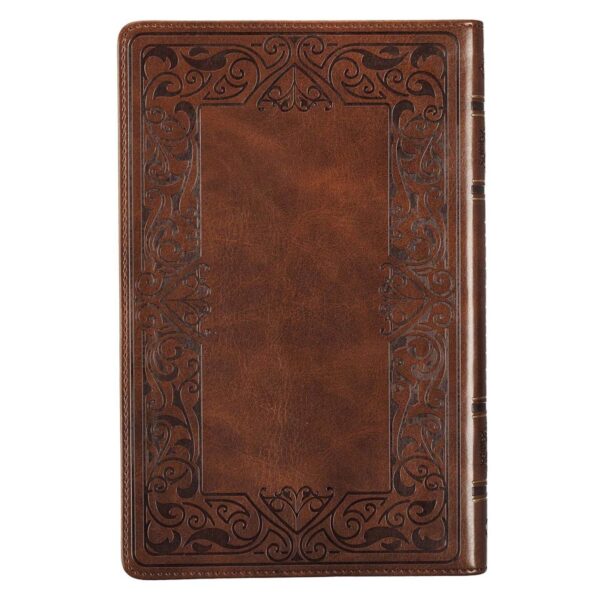 KJV Medium Brown Faux Leather Deluxe Gift Bible - Thumb Index - Image 2