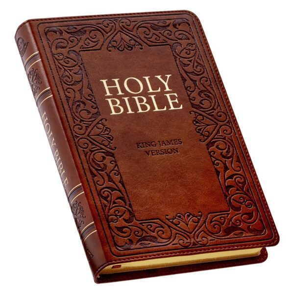 KJV Medium Brown Faux Leather Deluxe Gift Bible - Thumb Index - Image 3
