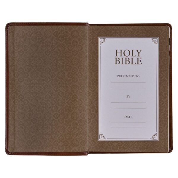 KJV Medium Brown Faux Leather Deluxe Gift Bible - Thumb Index - Image 4