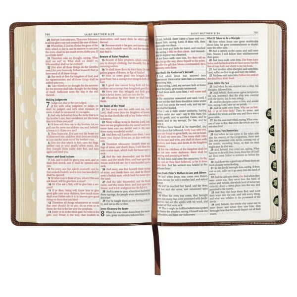 KJV Medium Brown Faux Leather Deluxe Gift Bible - Thumb Index - Image 7