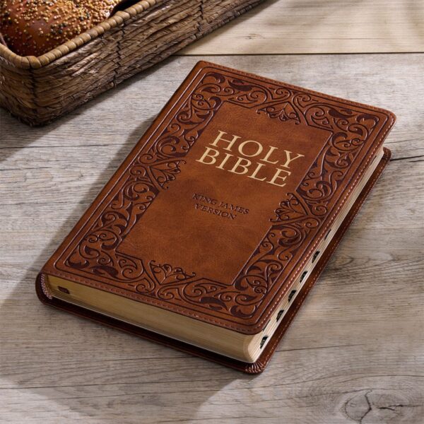 KJV Medium Brown Faux Leather Deluxe Gift Bible - Thumb Index - Image 10