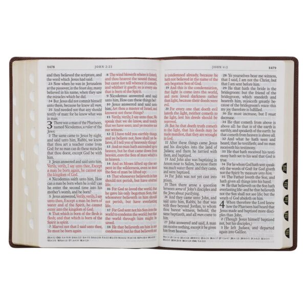 KJV Chestnut Brown Faux Leather Super Giant Print - Thumb Index - Image 7