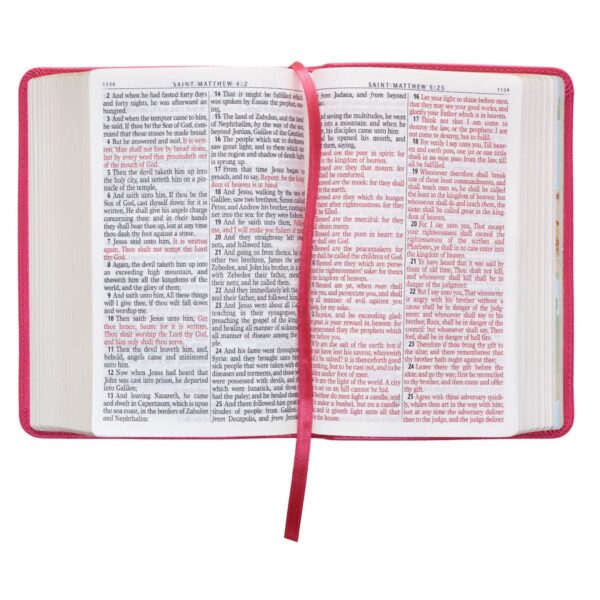 KJV Pink Faux Leather Large Print Compact Bible - Image 6