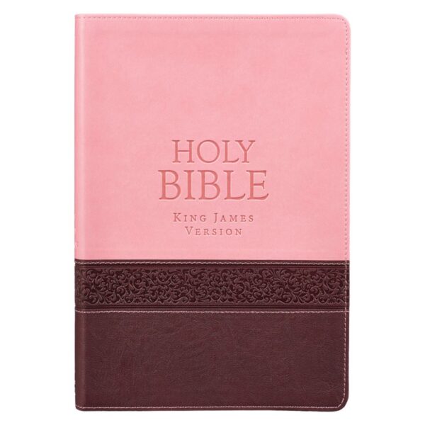 KJV Pink and Brown Large Print Faux Leather Thinline