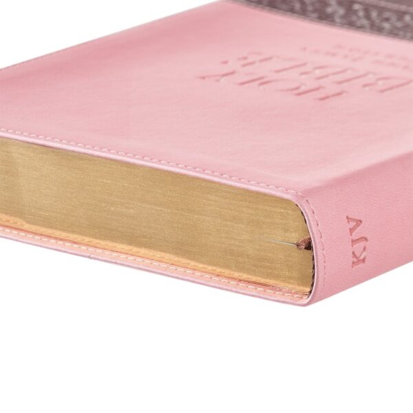 KJV Pink and Brown Large Print Faux Leather Thinline - Image 5