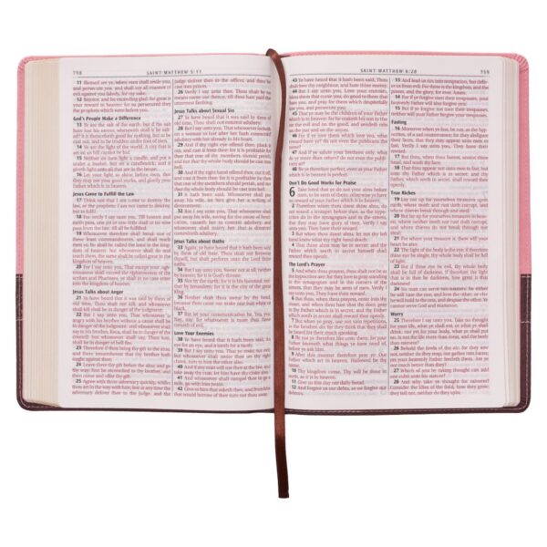 KJV Pink and Brown Large Print Faux Leather Thinline - Image 6