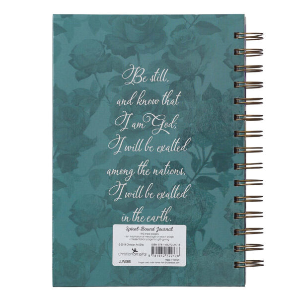 Journal Be Still and Know Large Wirebound in Purple Florals - Psalm 46:10 - Image 2