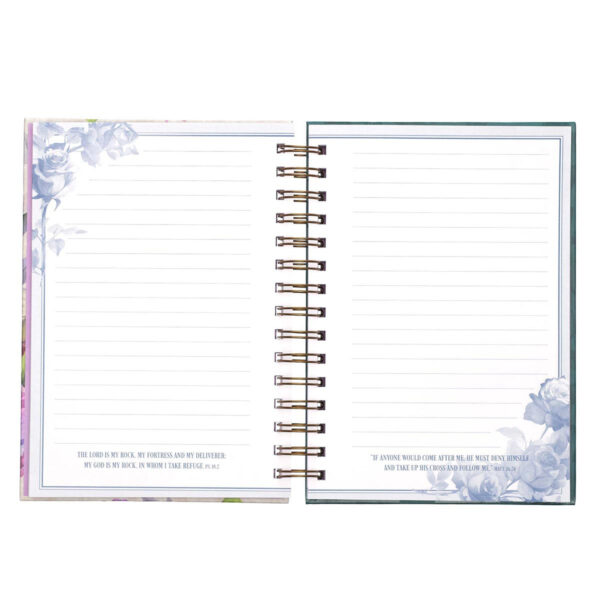 Journal Be Still and Know Large Wirebound in Purple Florals - Psalm 46:10 - Image 4