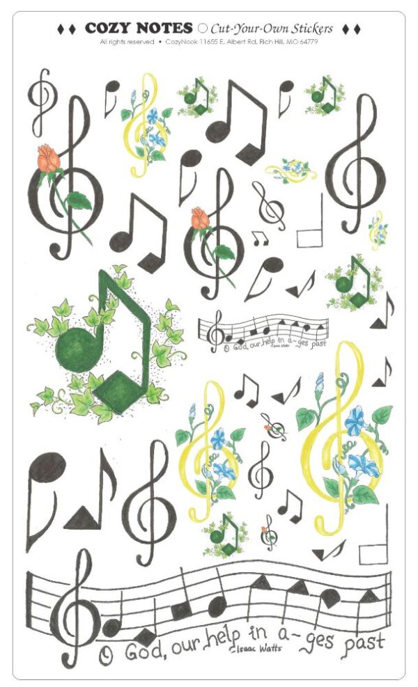Stickers Song Notes 5 7/8 x 10" sheet