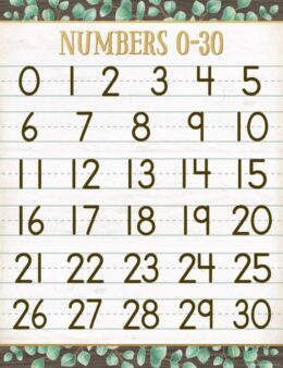 Eucalyptus Numbers 0-30 Chart