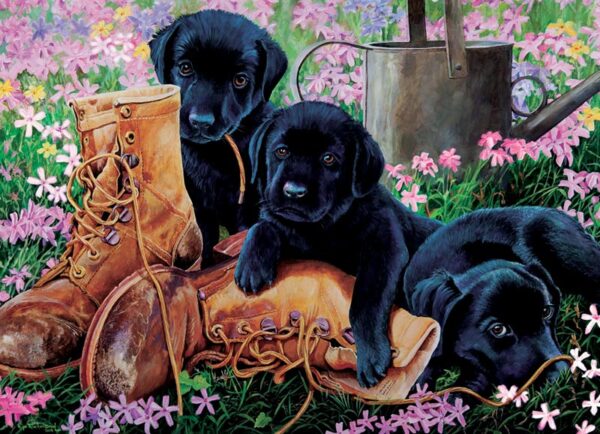 Puzzle Tray Black Lab Puppies 35 pc