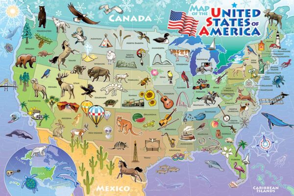 Puzzle Floor Map of the USA 48 pc