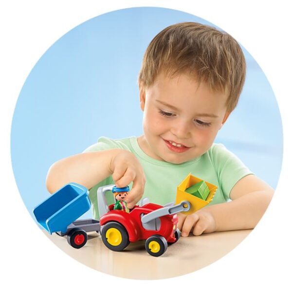 Playmobil 1.2.3 - Tractor with Trailer (Red & Blue)- Discontinued - Image 2