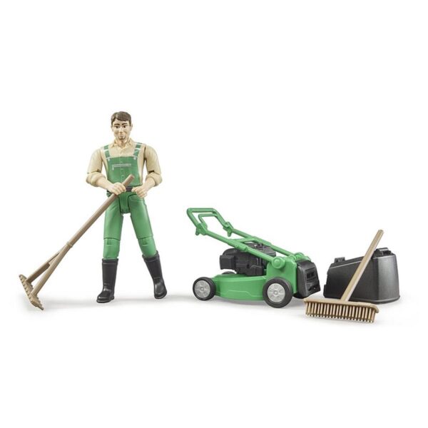 Gardener with Lawn Mower and Equipment bworld - Image 3