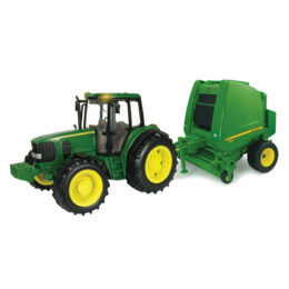 Image of Big Farm Lights & Sounds John Deere 1:16 Scale 7330 Tractor and Round Baler Set