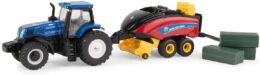New Holland T8.380 Tractor with 330 Big Square Baler with 3 Bales