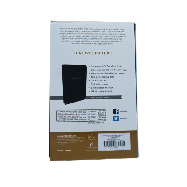KJV, Thinline Reference Bible, Bonded Leather, Black, Indexed, Red - Image 5