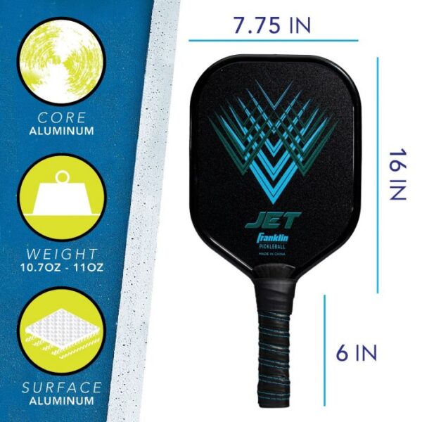 Jet Aluminum Pickleball Paddle - Blue - Single - Image 3
