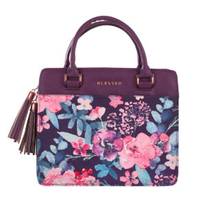 Image of BC: Fashion Purple/Floral Printed Blessed Badge Purse Style – Medium
