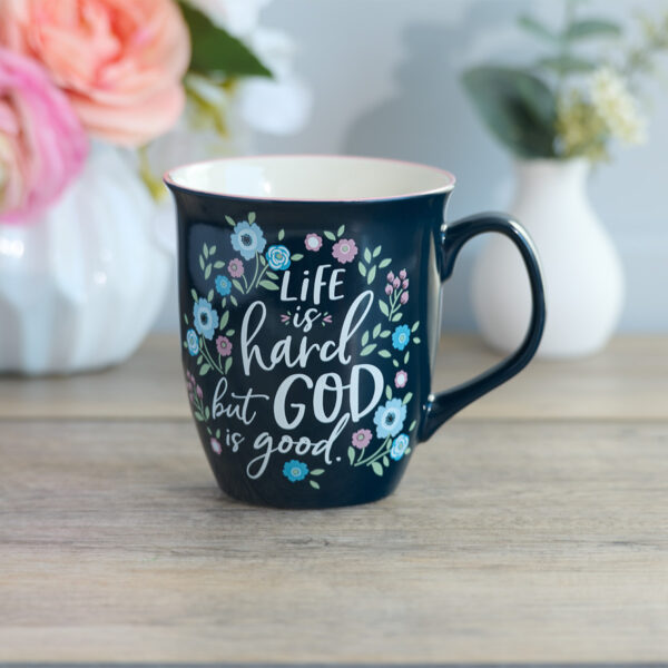 DWSO Mug White/Navy Floral God is Good - Image 3