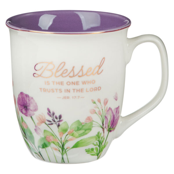 Mug Purple Floral Blessed Jer. 17:7