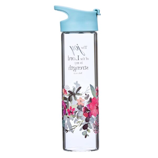 Water Bottle Glass Blue The Joy of the Lord Neh. 8:10 - Image 2