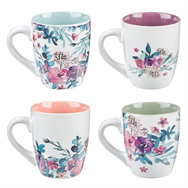 Rejoice Collection - 4 Pc Ceramic Coffee Mug Set - Image 2