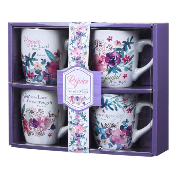 Rejoice Collection - 4 Pc Ceramic Coffee Mug Set - Image 3