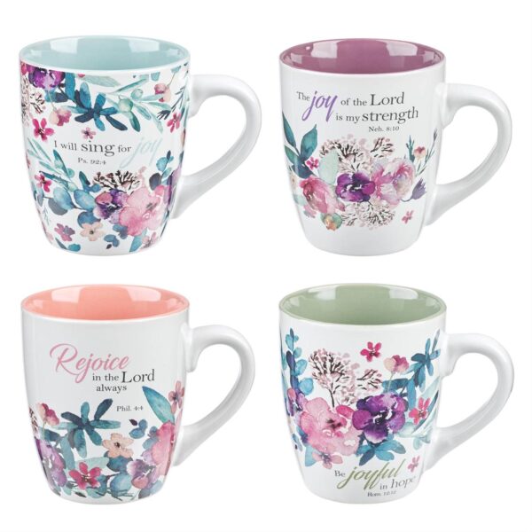 Rejoice Collection - 4 Pc Ceramic Coffee Mug Set - Image 4