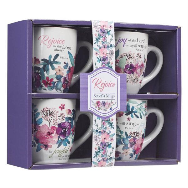 Rejoice Collection - 4 Pc Ceramic Coffee Mug Set - Image 5