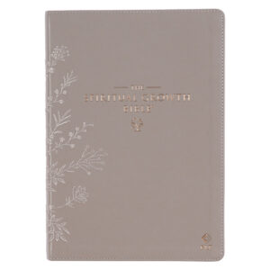 Image of NLT, The Spiritual Growth Bible Faux Leather, Taupe Floral Embroidered