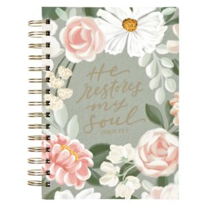 Image of Journal Spiral-bound Green He Restores My Soul Ps. 23:3