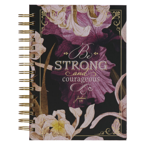 Journal Wirebound Plum Floral Strong & Courageous Josh. 1:9