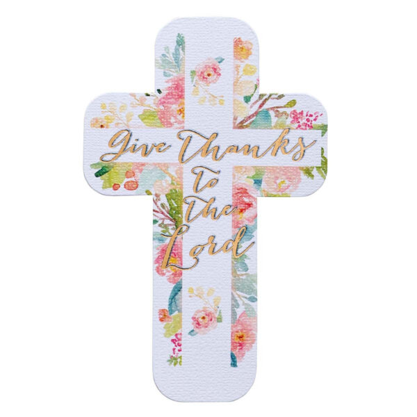Cross Bookmark Floral Give Thanks to the Lord